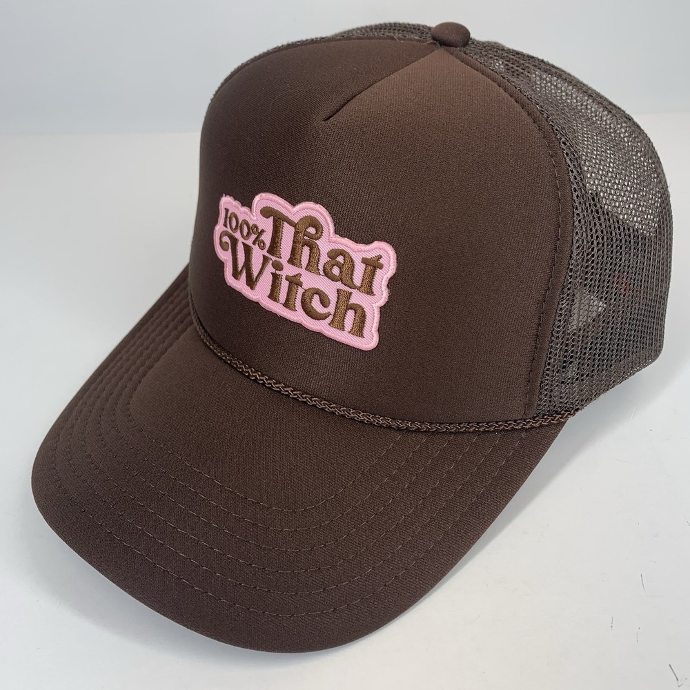 100% That Witch Trucker Hat Brown Pink Adjustable Snapback Mesh Otto Ball Cap